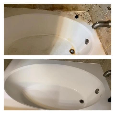 Professional bathroom bathtub cleaning - before and after